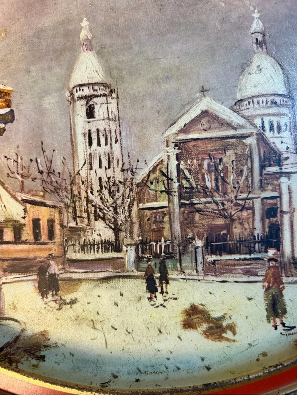 Vintage LARGE 1955 Petit Cafe Tin Maurice Utrillo, Sunshine Biscuit